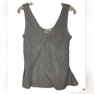 Issac Mizrah Silk Micro Dot Blouse Size XL Cinch Bodice Side Zip Dressy Vintage